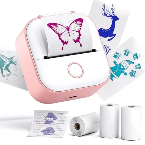 Phomemo T02 sticker printer with transparent color papers