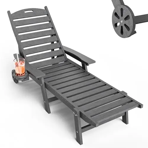 PAMAPIC oversized chaise lounge chair with wheels for tanning