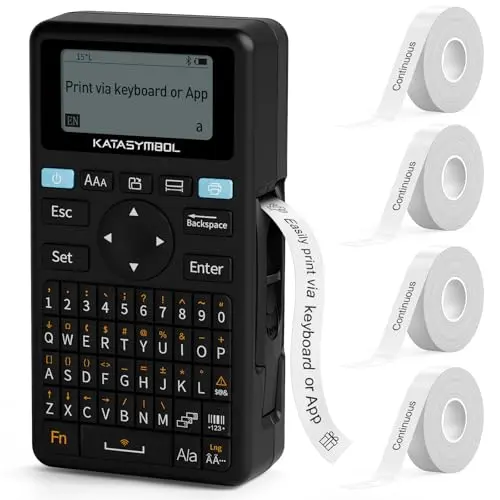 SUPVAN E11 Bluetooth label maker with keyboard in black