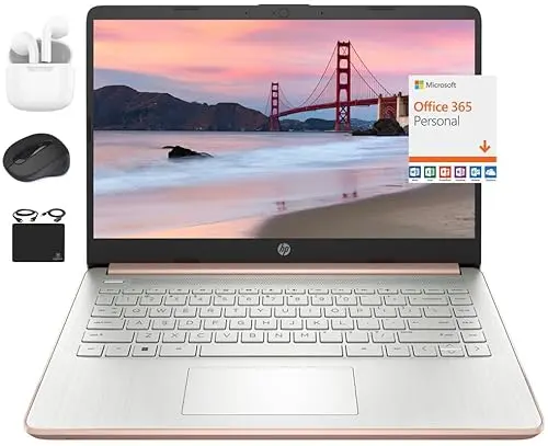 HP New 14-inch ultralight laptop in rose gold for students