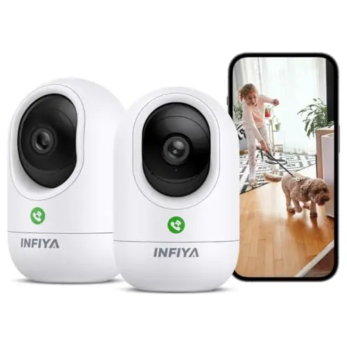 INFIYA 2K indoor security camera with 360-degree rotation for elderly monitoring