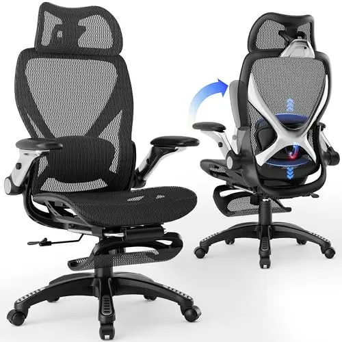 ELABEST X100 ergonomic office chair with footrest and adjustable lumbar support