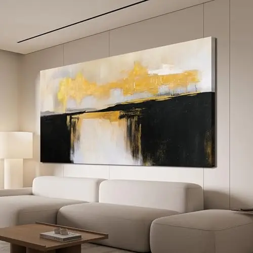 Black and white abstract canvas wall art in modern style