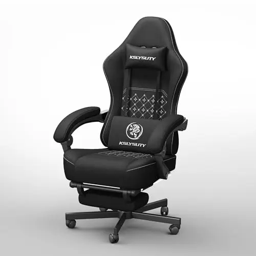 Kslysuty gaming chair with breathable fabric, pocket spring cushion, and wide design