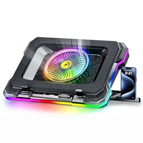 ChillCore laptop cooling pad with large turbo fan and vibrant RGB lighting