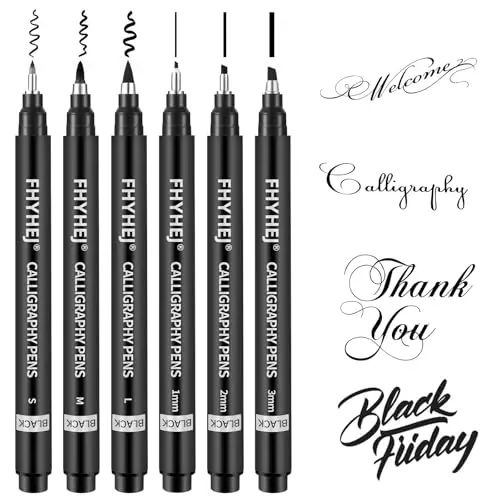 Fhyhej calligraphy pen set with six different nib sizes for cursive writing