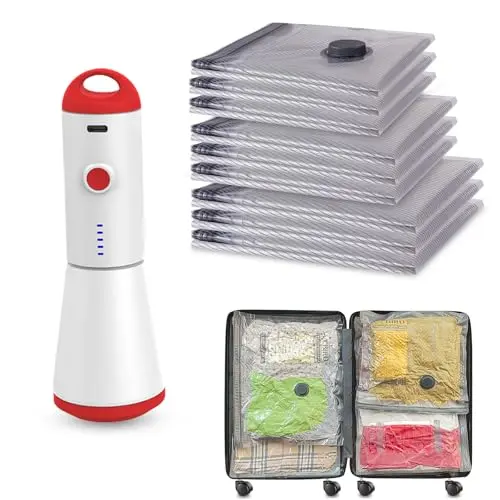 HOMOH travel vacuum storage bags with USB pump