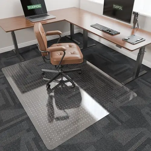 TIXPOL clear chair mat on carpeted floor