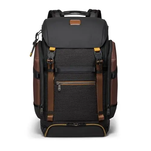 TUMI Alpha Bravo Expedition Flap Backpack in black onyx