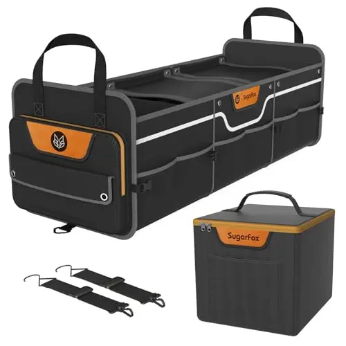 SugarFox waterproof trunk organizer with cooling bag and reflective details