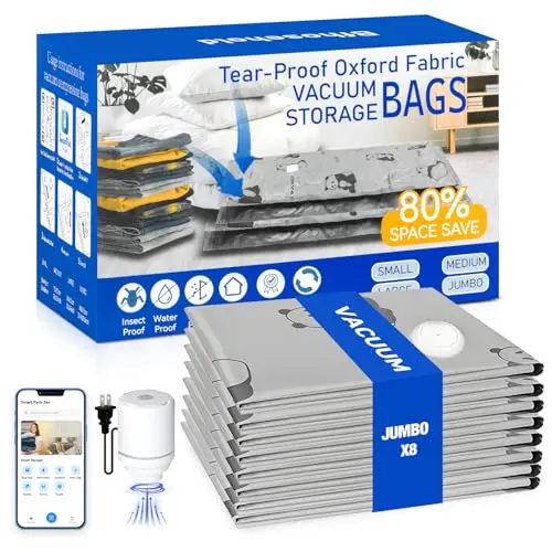 Bfhosehold tear-proof vacuum storage bags in grey with pump