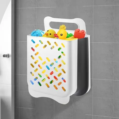 WENSDR foldable bath toy storage organizer with drainage holes