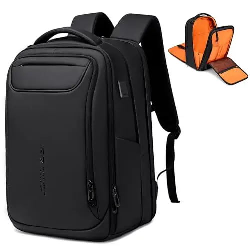 FENRUIEN black expandable travel backpack with luggage strap