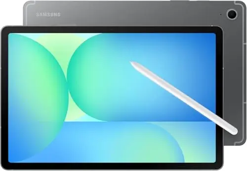 Samsung Galaxy Tab S10 FE tablet with S Pen and blue finish