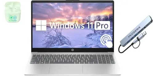 HP 15.6 inch touchscreen business laptop in silver with numeric keypad