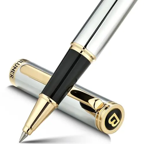 BEILUNER luxury silver chrome and gold rollerball pen for autographs