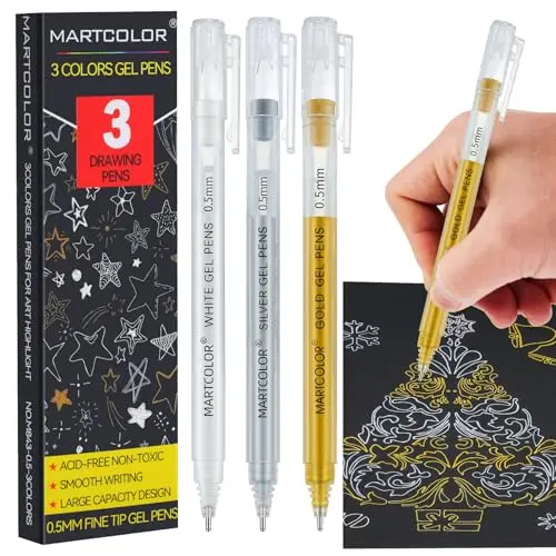 MARTCOLOR gold silver white gel pens for black paper autographs