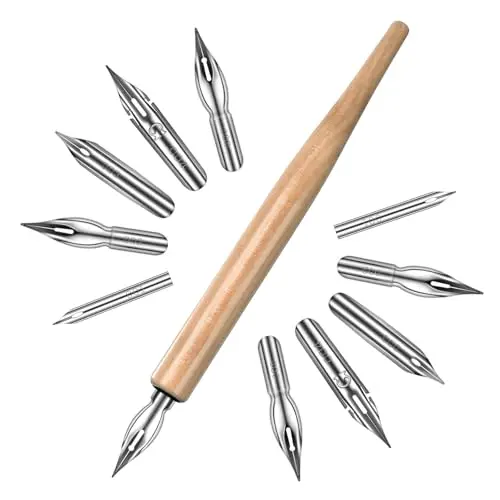 ZEYIYER 11-piece dip pen set with wooden holder