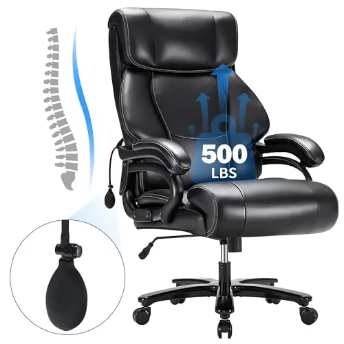 Huatean Home 500LBS office chair with airbag lumbar support and breathable leather