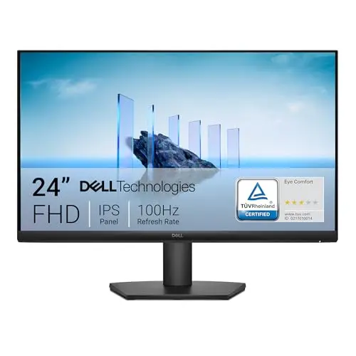 Dell 24-inch computer monitor with ComfortView Plus and compact design