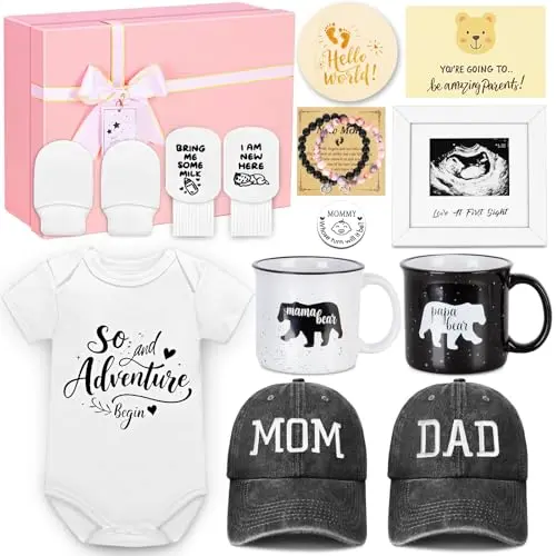Ciyufavo Best New Parents Gifts for Couples with hats and mugs