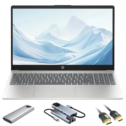 HP 15.6 inch Linux laptop with anti-glare display and numeric keypad