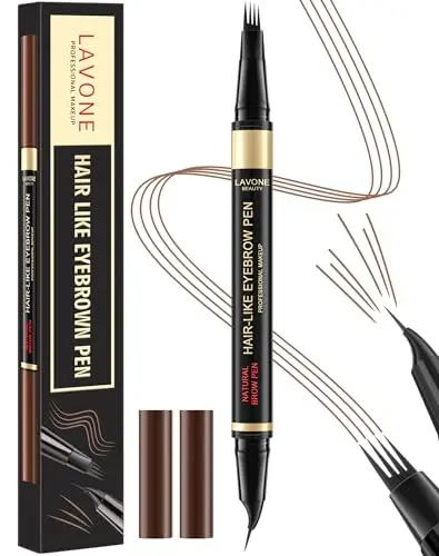 LAVONE 2-in-1 Eyebrow Pen with 4-tip microblading in Soft Brown