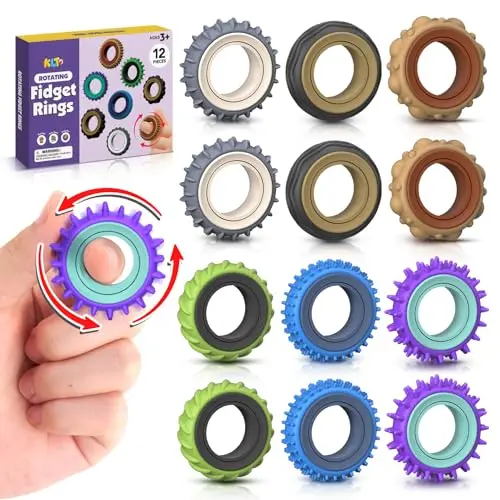 KLT 12-pack sensory spinner rings with textured surfaces