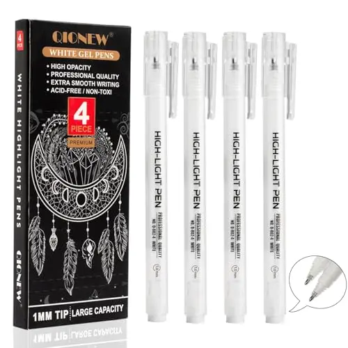 Qionew white gel pens with fine point tips