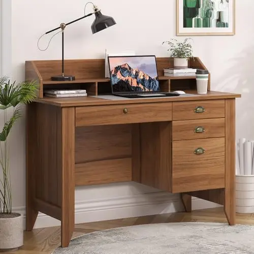 4 EVER WINNER wooden desk with drawers and monitor stand