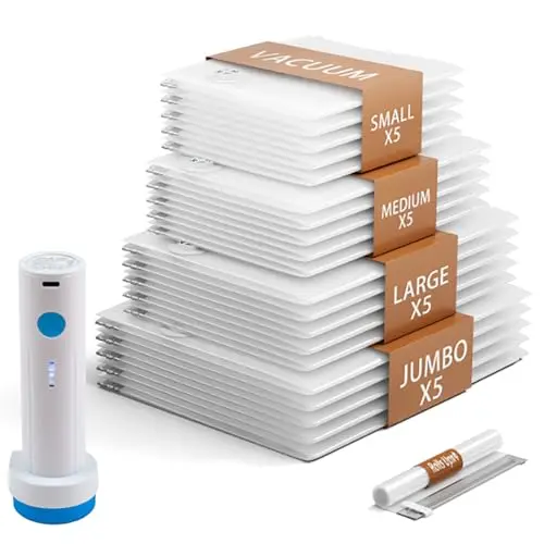 DUORAN 24-pack vacuum storage bags with cordless electric pump for travel and home