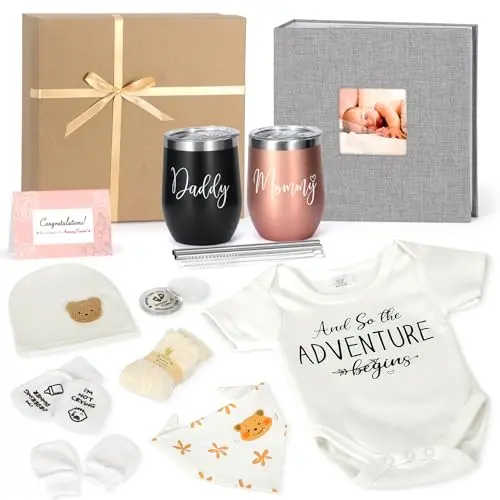 GIGPADE gift basket with baby photo album and essentials