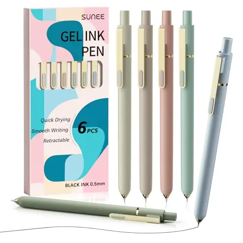 SUNEE Morandi gel pens with retractable tip and metal clip