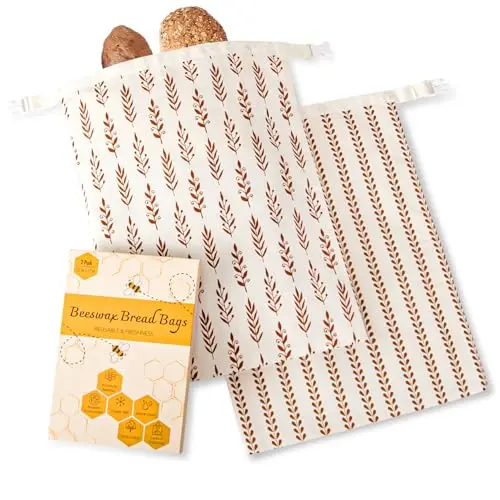 Augine beeswax bread bags with roll-and-clip closure
