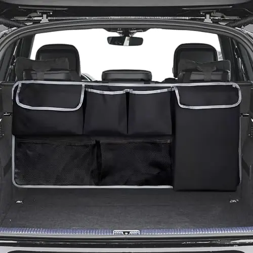 ShikaShito black foldable trunk organizer with multiple pockets