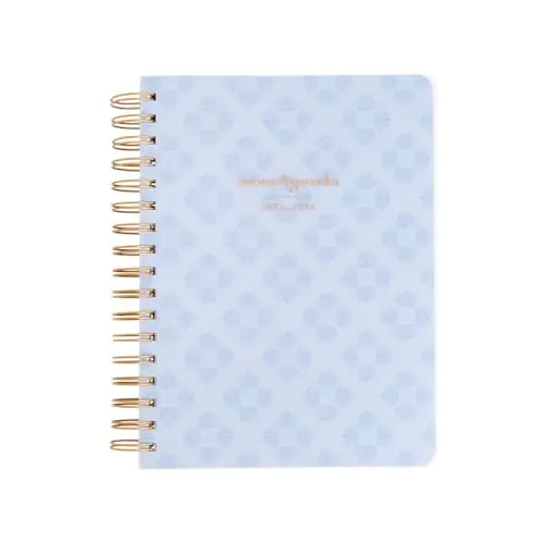 momAgenda Desktop Spiral Planner in Blue Damask design