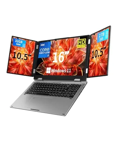 KOOFORWAY triple screen laptop with three integrated displays