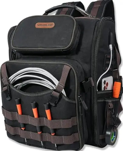 WELKINLAND waxed canvas electrician tool backpack