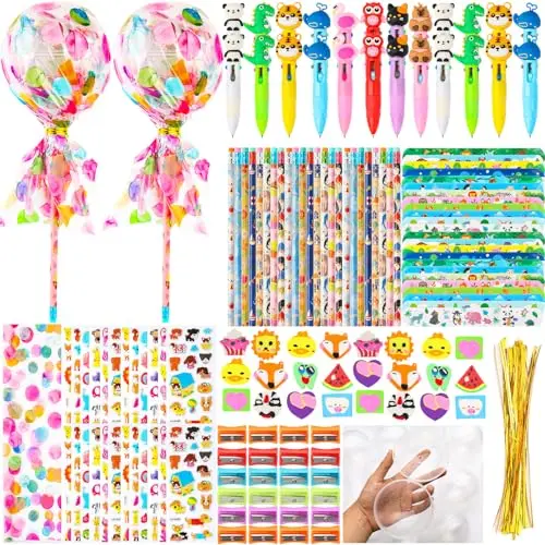 Giant Lollipop Gifts set with pencils, erasers, stickers, and pens