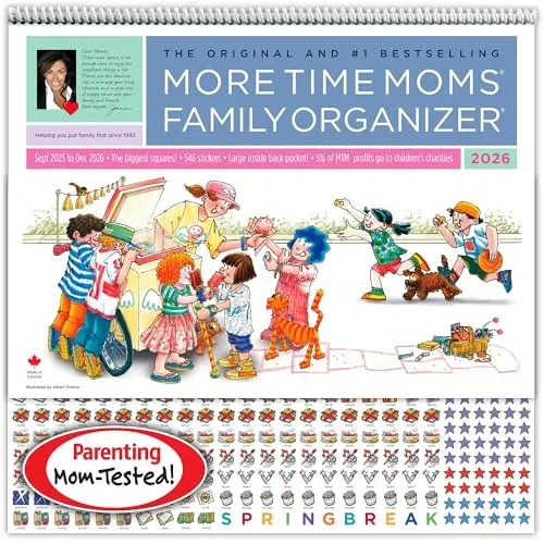 More Time Moms Family Organizer wall calendar with stickers