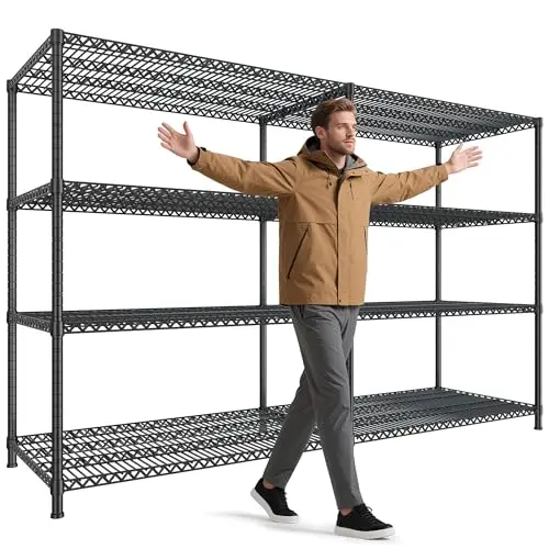 REIBII 3680LBS extra-wide 4-tier metal storage shelving
