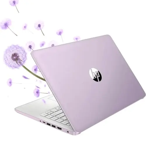 HP 14-inch student laptop in honey lavender color with Windows 11