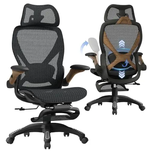 ELABEST X100 ergonomic office chair with footrest and mesh back