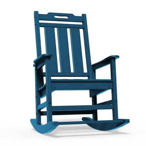 Tioline navy outdoor rocking chair with footrest