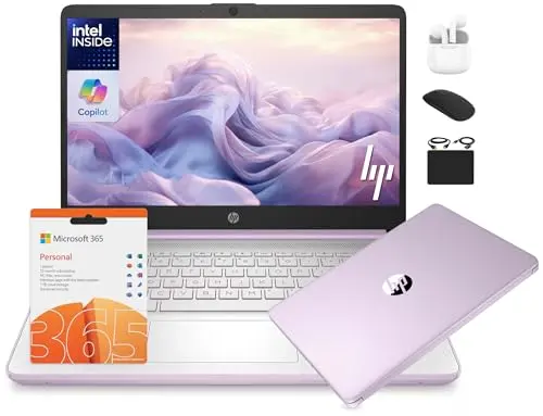 HP 14-inch lavender laptop with AI Copilot