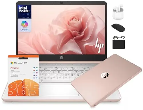 HP 14 inch rose gold laptop with AI features