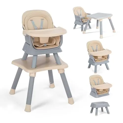 TODEFULL 8-in-1 convertible high chair with multiple configuration options