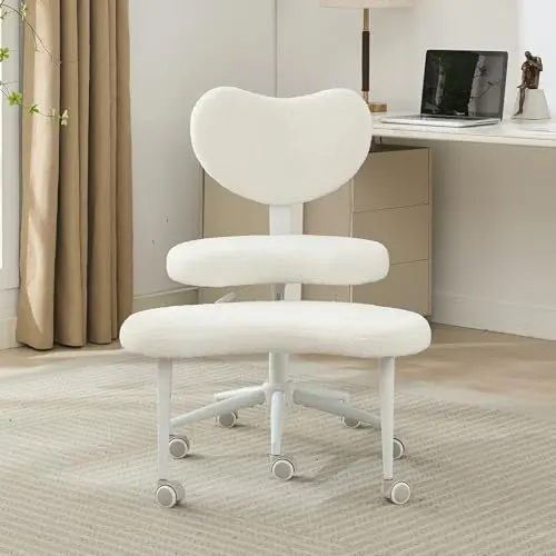 Shenyon cross legged chair with teddy fabric and adjustable height