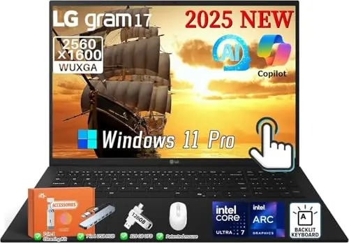 LG Gram 17 laptop with large touchscreen and AI features