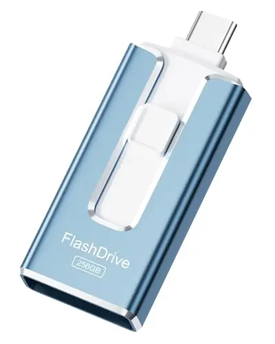 SUDEHO MFi Certified 256GB Flash Drive for iPhone in sky blue